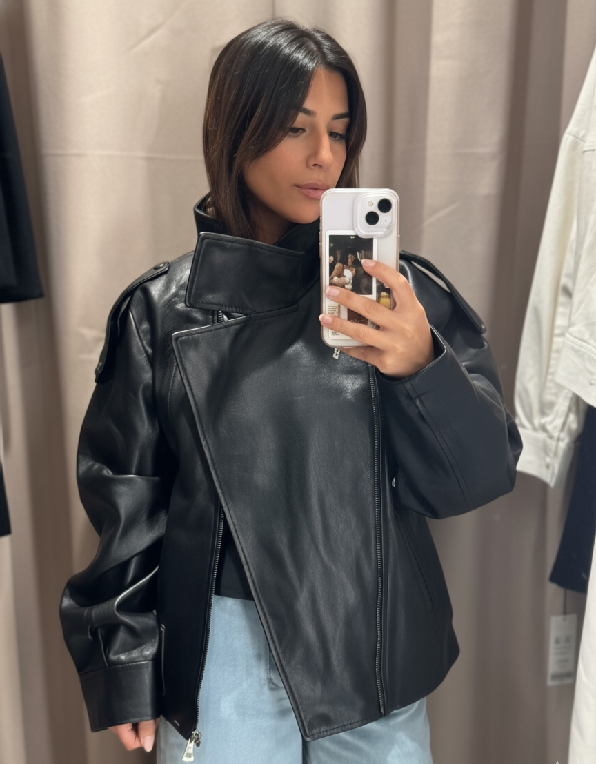 Classic Stand Collar Leather Jacket