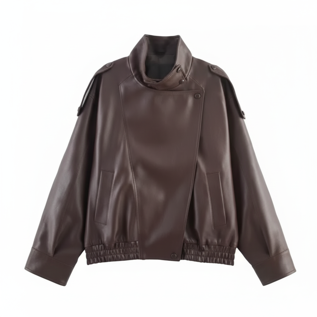 Classic Stand Collar Leather Jacket